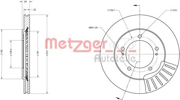 Metzger 6110347 - Гальмівний диск autocars.com.ua