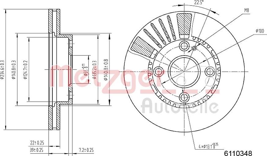 Metzger 6110348 - Тормозной диск avtokuzovplus.com.ua