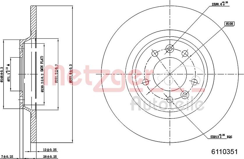 Metzger 6110351 - Тормозной диск avtokuzovplus.com.ua