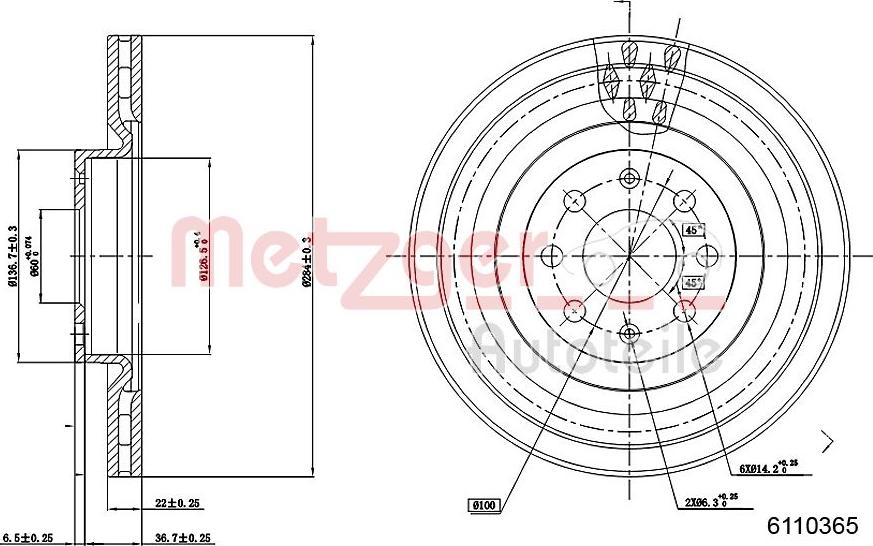 Metzger 6110365 - Тормозной диск avtokuzovplus.com.ua