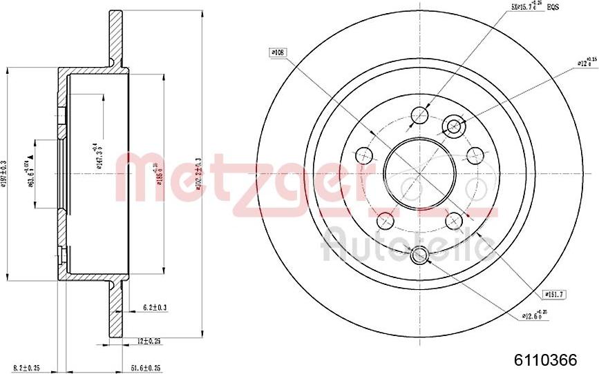 Metzger 6110366 - Тормозной диск avtokuzovplus.com.ua