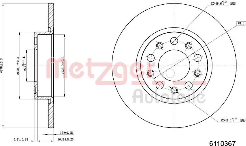 Metzger 6110367 - Тормозной диск avtokuzovplus.com.ua