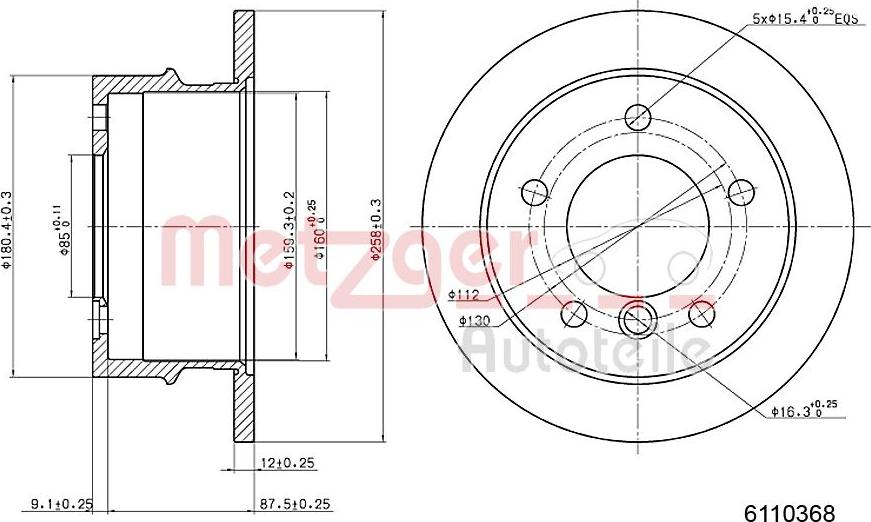 Metzger 6110368 - Гальмівний диск autocars.com.ua