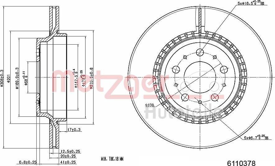 Metzger 6110378 - Тормозной диск avtokuzovplus.com.ua