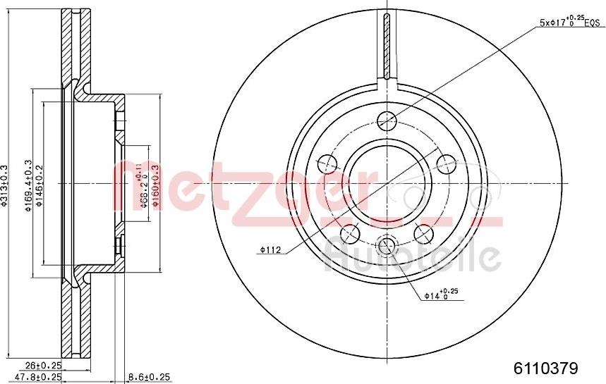 Metzger 6110379 - Гальмівний диск autocars.com.ua