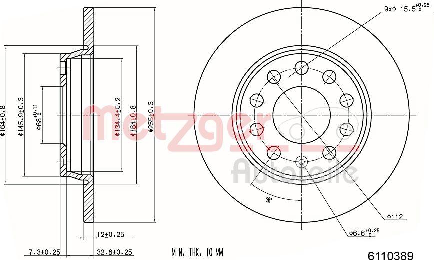 Metzger 6110389 - Тормозной диск avtokuzovplus.com.ua