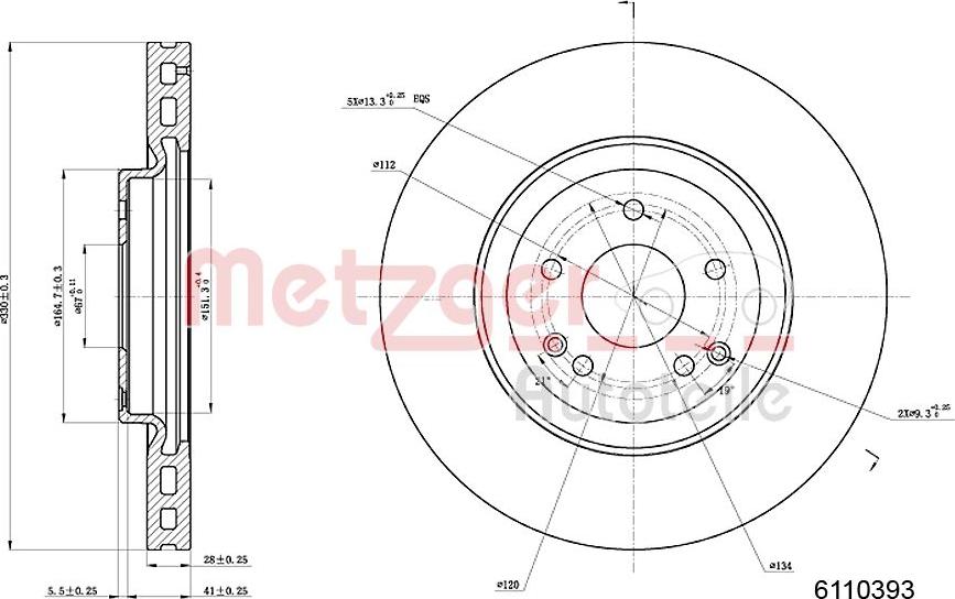 Metzger 6110393 - Гальмівний диск autocars.com.ua