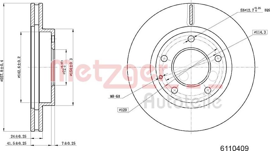 Metzger 6110409 - Тормозной диск avtokuzovplus.com.ua