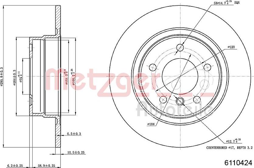 Metzger 6110424 - Гальмівний диск autocars.com.ua