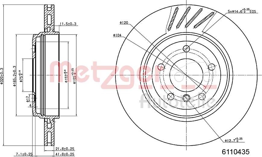 Metzger 6110435 - Тормозной диск avtokuzovplus.com.ua