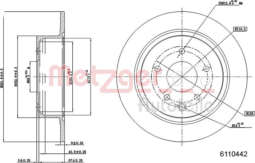 Metzger 6110442 - Тормозной диск avtokuzovplus.com.ua