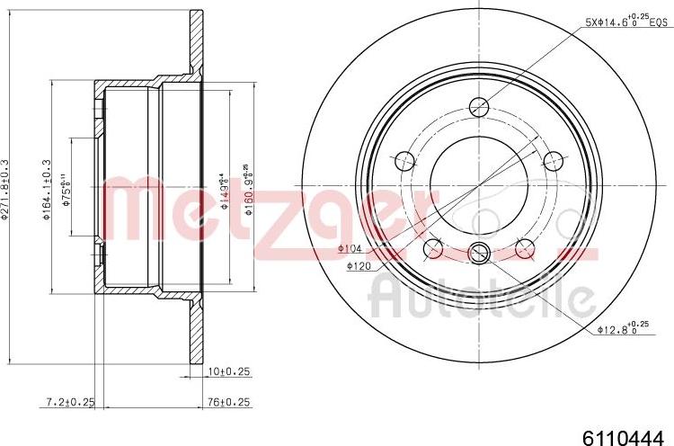 Metzger 6110444 - Тормозной диск avtokuzovplus.com.ua