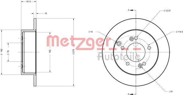 Metzger 6110459 - Гальмівний диск autocars.com.ua