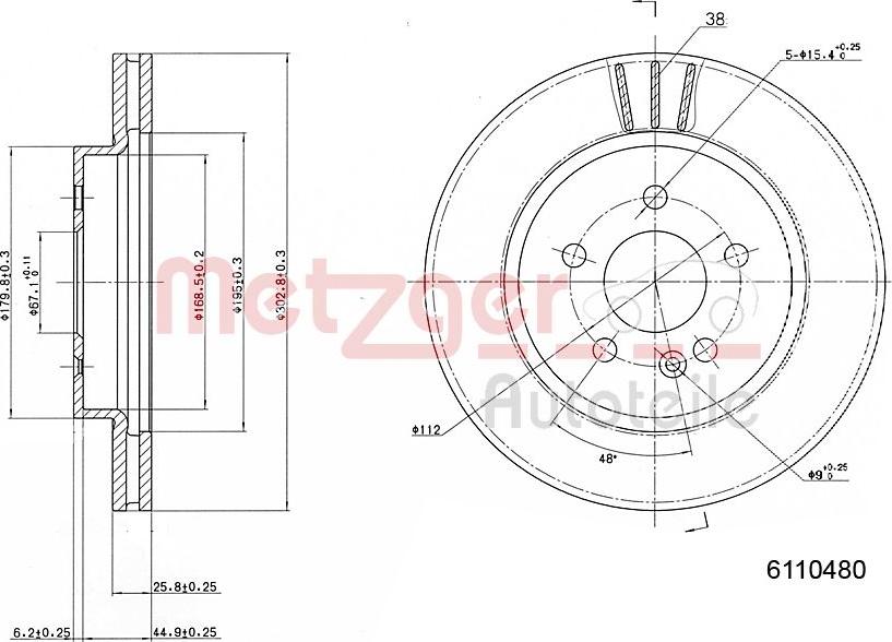 Metzger 6110480 - Гальмівний диск autocars.com.ua