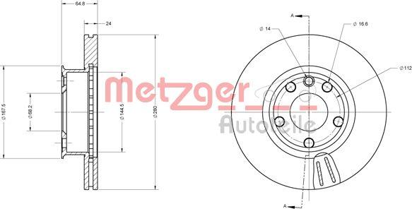 Metzger 6110484 - Тормозной диск avtokuzovplus.com.ua