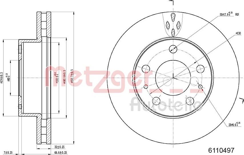 Metzger 6110497 - Гальмівний диск autocars.com.ua