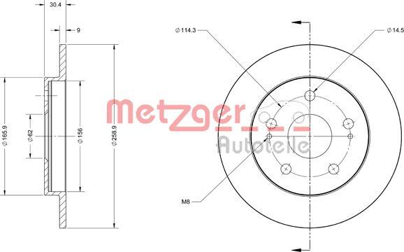 Metzger 6110498 - Гальмівний диск autocars.com.ua