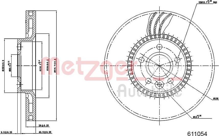 Metzger 6110504 - Тормозной диск avtokuzovplus.com.ua