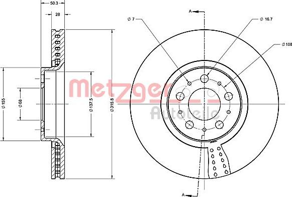 Metzger 6110521 - Гальмівний диск autocars.com.ua