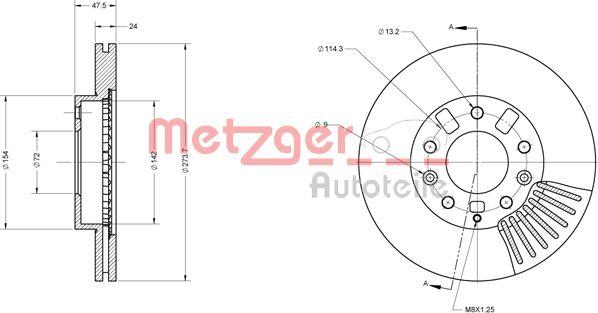 Metzger 6110523 - Гальмівний диск autocars.com.ua