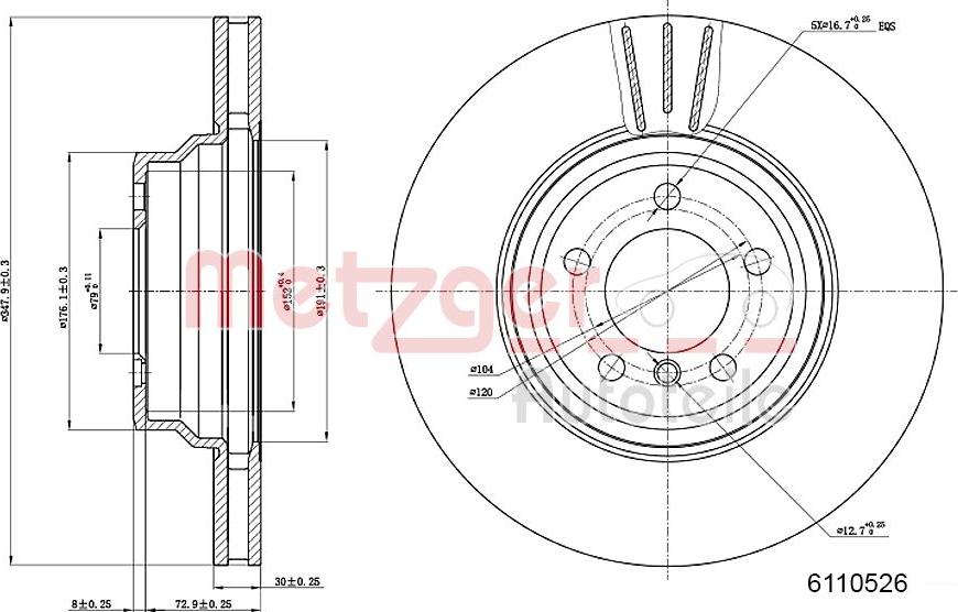 Metzger 6110526 - Тормозной диск avtokuzovplus.com.ua