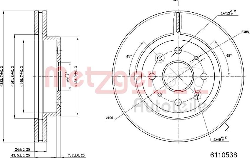 Metzger 6110538 - Гальмівний диск autocars.com.ua