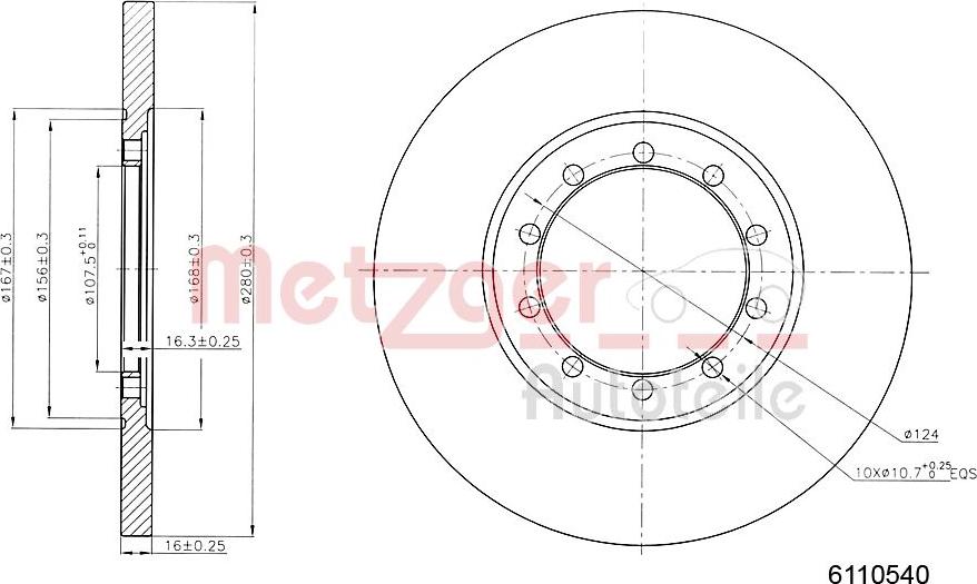 Metzger 6110540 - Гальмівний диск autocars.com.ua