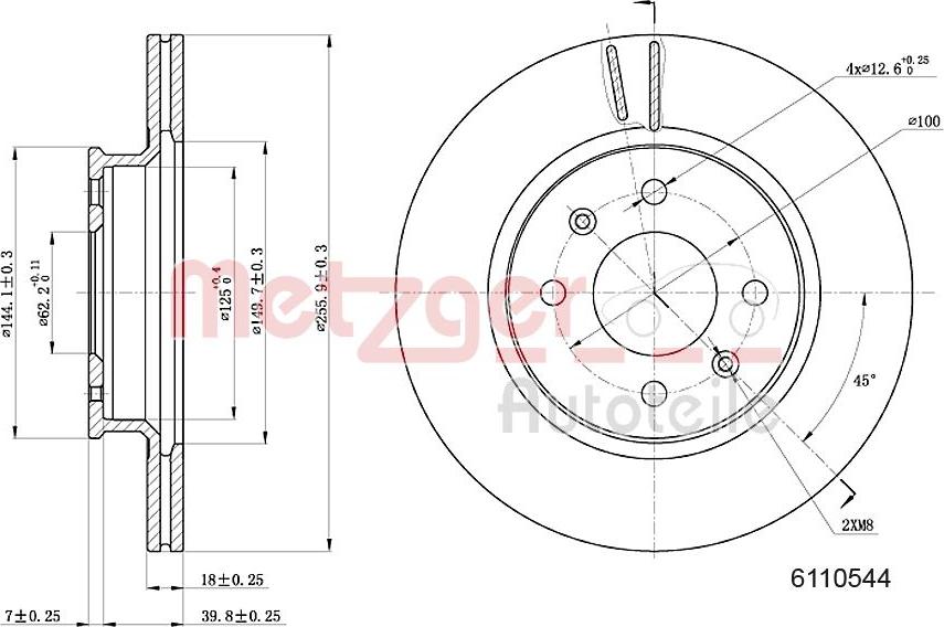 Metzger 6110544 - Тормозной диск autodnr.net