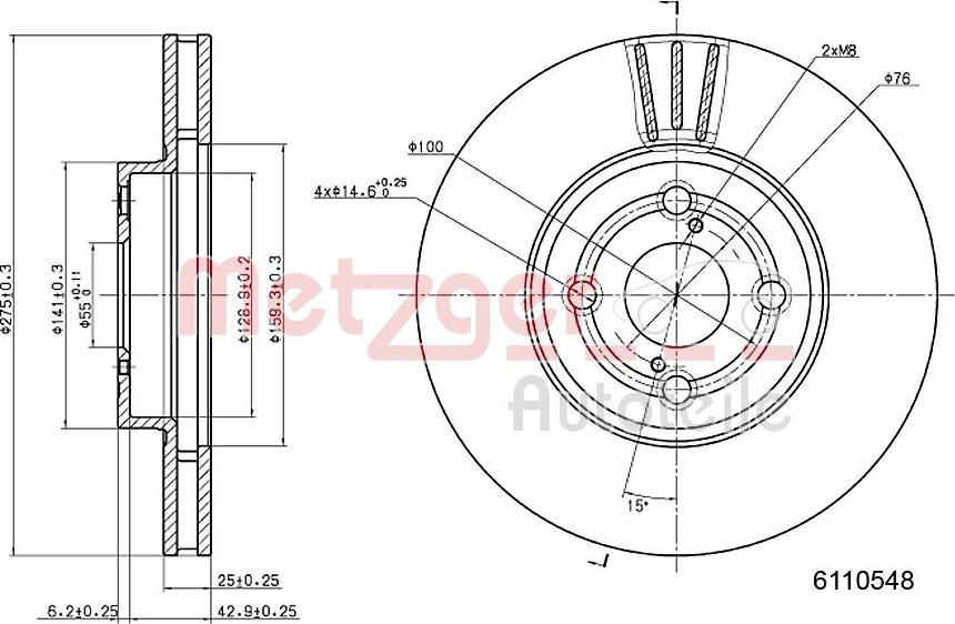 Metzger 6110548 - Тормозной диск avtokuzovplus.com.ua