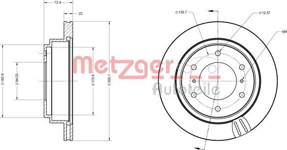 Metzger 6110549 - Гальмівний диск autocars.com.ua