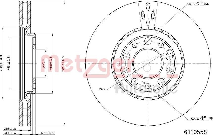 Metzger 6110558 - Тормозной диск avtokuzovplus.com.ua