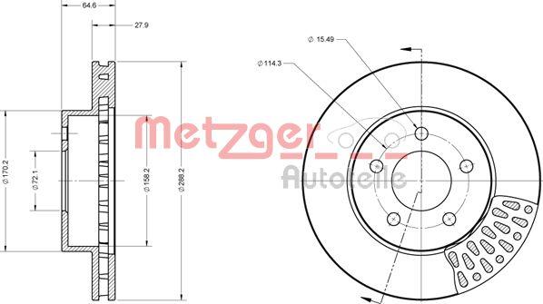 Metzger 6110560 - Гальмівний диск autocars.com.ua