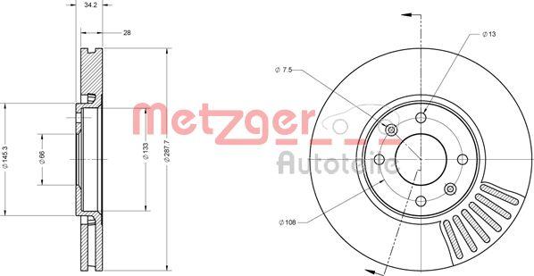 Metzger 6110562 - Гальмівний диск autocars.com.ua