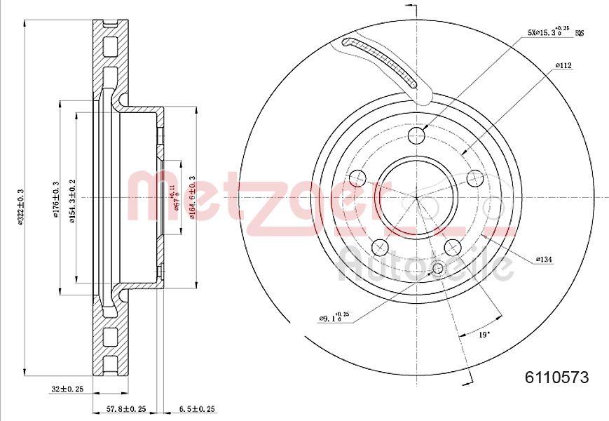 Metzger 6110573 - Гальмівний диск autocars.com.ua