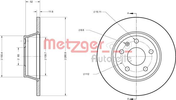 Metzger 6110574 - Тормозной диск avtokuzovplus.com.ua