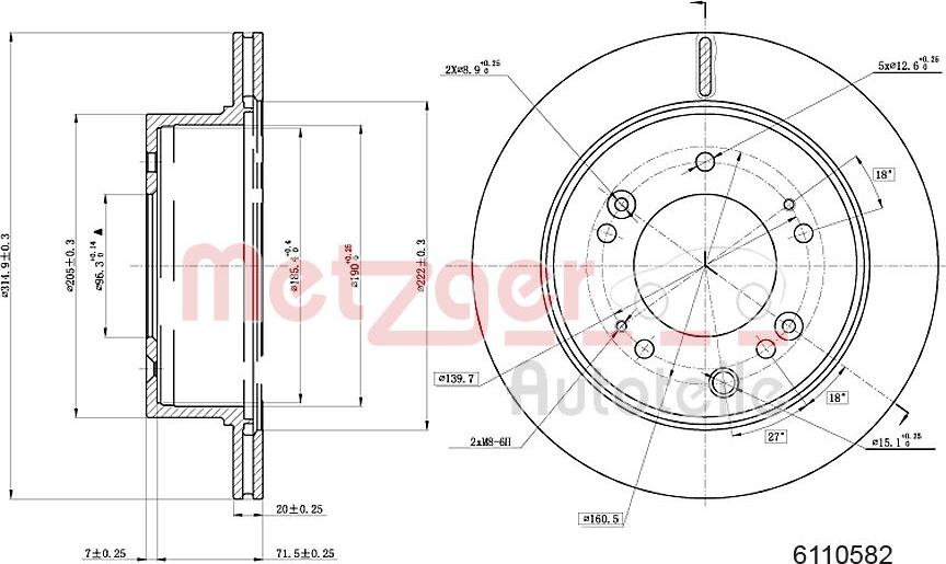 Metzger 6110582 - Гальмівний диск autocars.com.ua