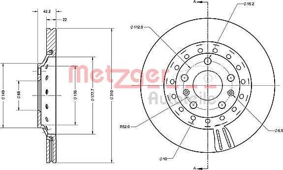 Metzger 6110588 - Гальмівний диск autocars.com.ua