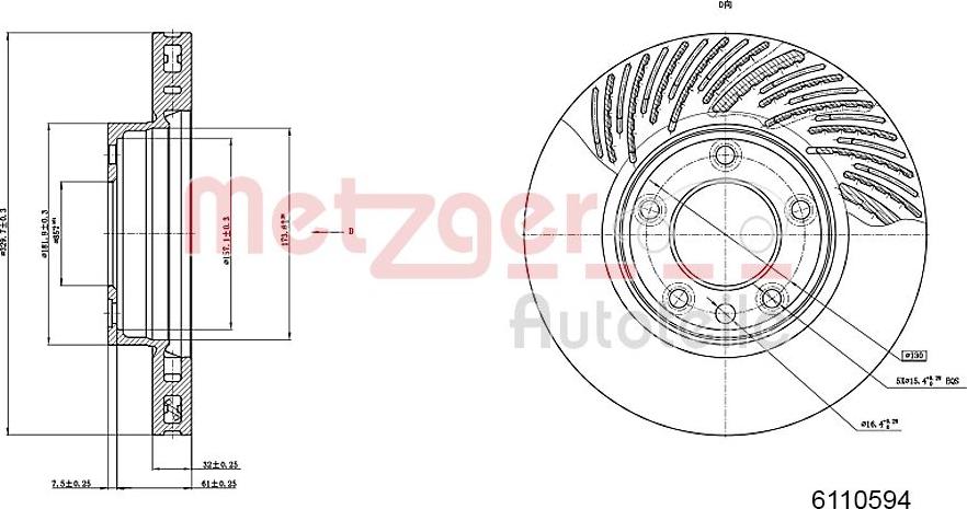 Metzger 6110594 - Гальмівний диск autocars.com.ua