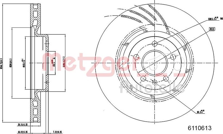 Metzger 6110613 - Гальмівний диск autocars.com.ua