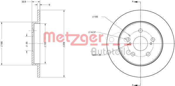 Metzger 6110617 - Тормозной диск avtokuzovplus.com.ua