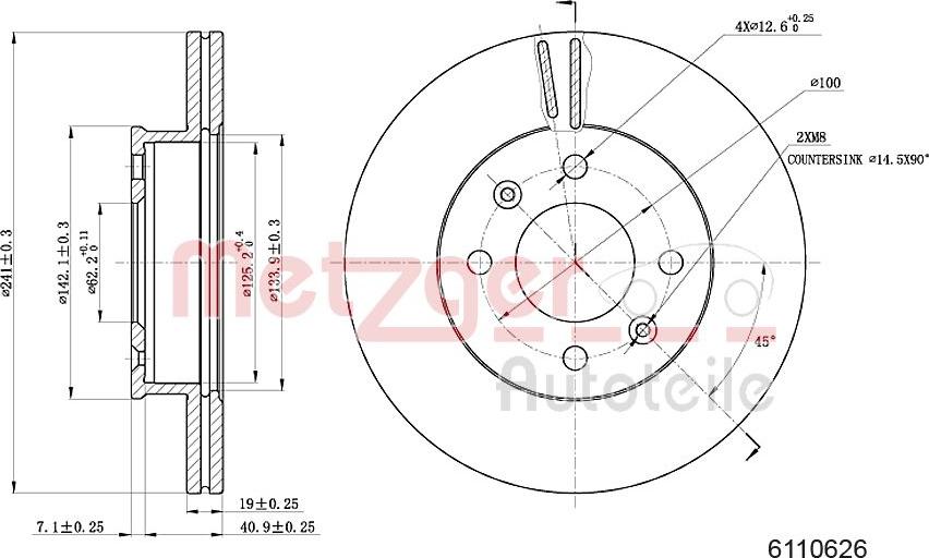 Metzger 6110626 - Тормозной диск avtokuzovplus.com.ua