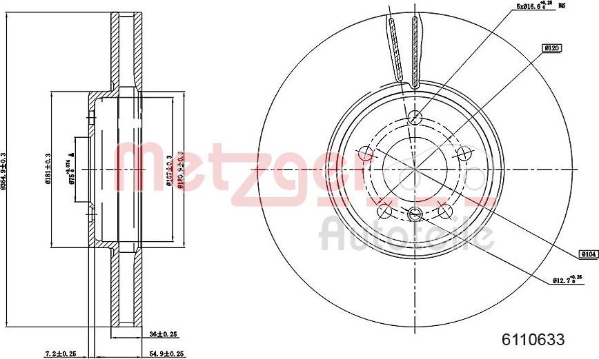 Metzger 6110633 - Гальмівний диск autocars.com.ua