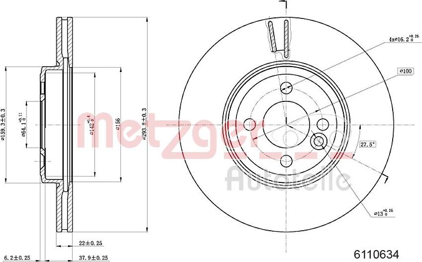 Metzger 6110634 - Гальмівний диск autocars.com.ua