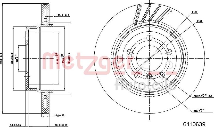 Metzger 6110639 - Гальмівний диск autocars.com.ua