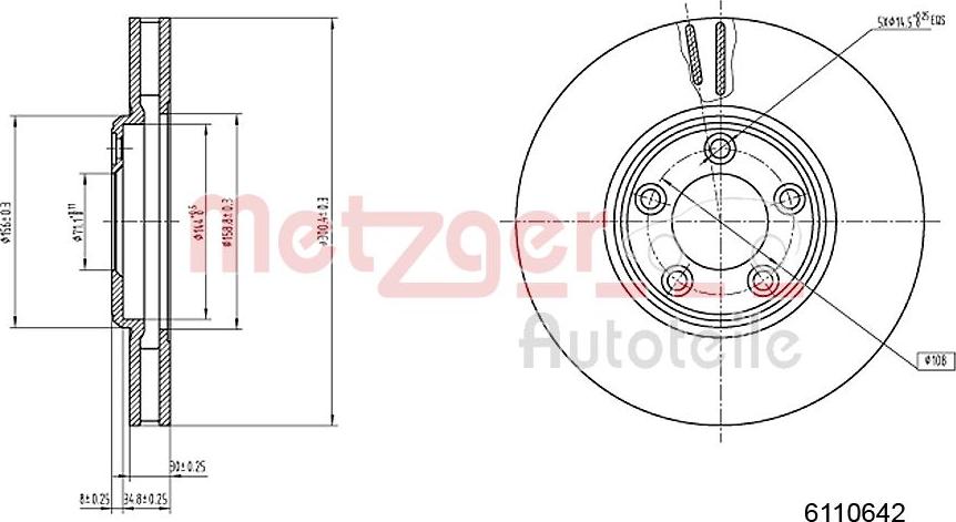 Metzger 6110642 - Гальмівний диск autocars.com.ua