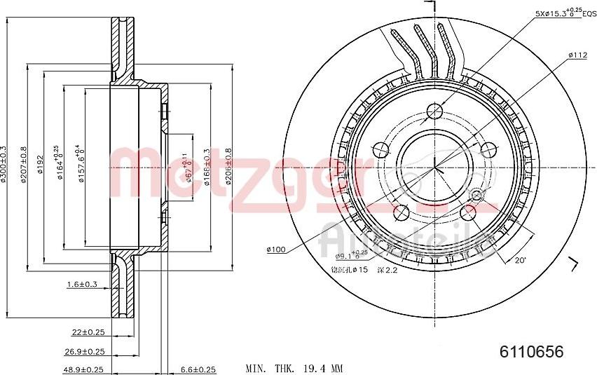 Metzger 6110656 - Тормозной диск avtokuzovplus.com.ua