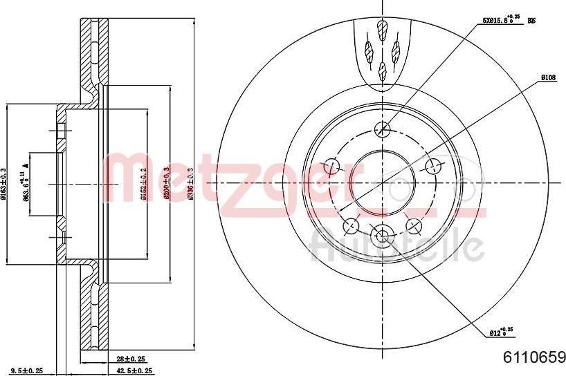 Metzger 6110659 - Тормозной диск avtokuzovplus.com.ua