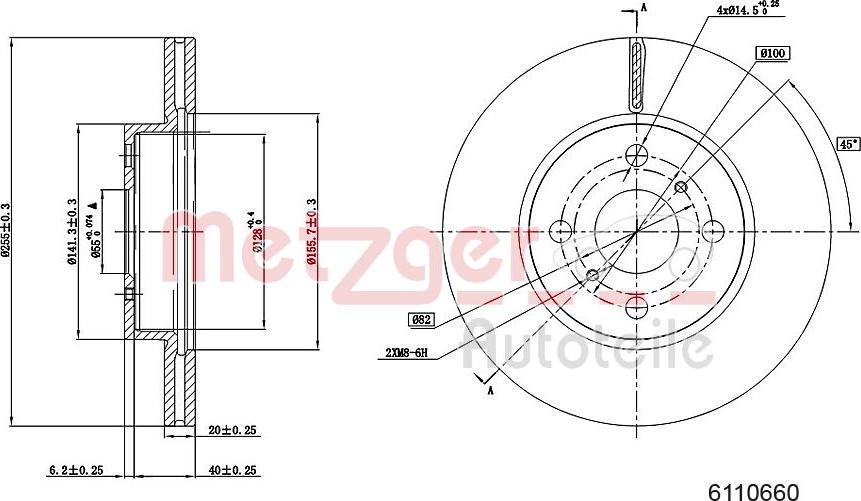 Metzger 6110660 - Гальмівний диск autocars.com.ua