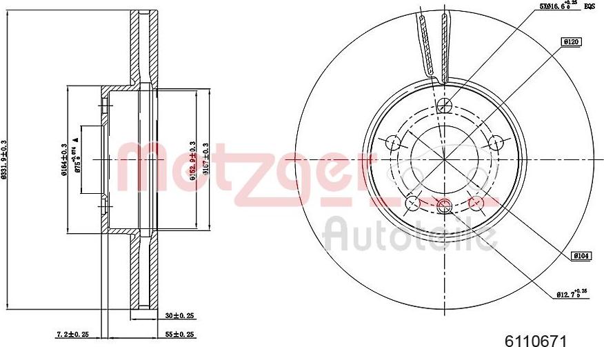 Metzger 6110671 - Тормозной диск avtokuzovplus.com.ua