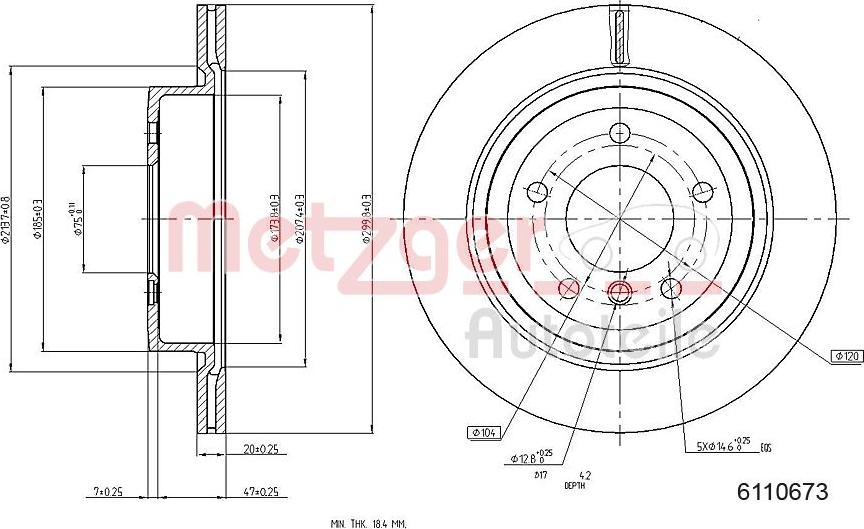 Metzger 6110673 - Гальмівний диск autocars.com.ua